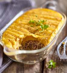 Parmentier pommes de terre-carottes au boeuf cuit