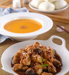 薑燒杏鮑菇&南瓜濃湯 (素)