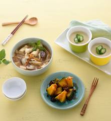 秋葵味噌蛋&紅棗蜜南瓜、香菇素羹湯