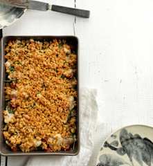 Crumble de frango com linguiça