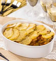Gratin di cozze con patate e fagioli bianchi