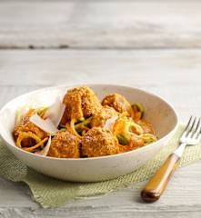 Eggplant "Meatballs" with Romesco Sauce