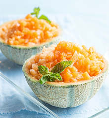 Sorbete de melón cantaloupe (Kakigori de melón)