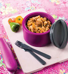 Fusilli com carne guisada