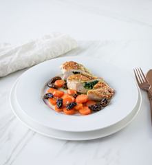 Gefüllte Poulardenbrust mit Morcheln und Ingwer-Karotten
