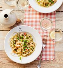Pasta mit Dicken Bohnen und Garnelen