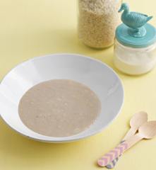 Papa de arroz com banana e maçã