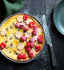 Tarte banane, passion, citron vert