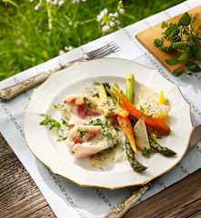 Schleie in Veltliner mit Gemüse