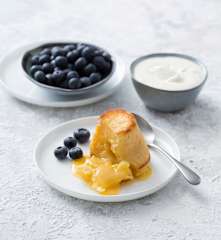 Lemon and white chocolate lava cakes