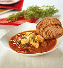 Zuppa di funghi e pescatrice