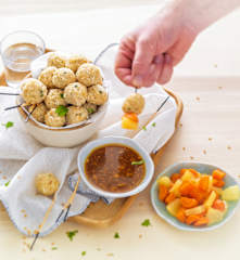 Boulettes de riz et poulet à la vapeur