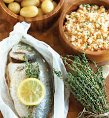 Douradas em papelote com salada de cuscuz