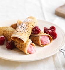 Crêpes al limone con mascarpone e lamponi