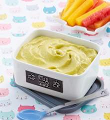 Papilla de aguacate, plátano y mango