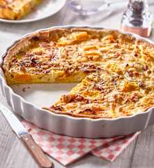 Tarte au potiron, poireaux et lardons