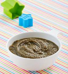 Papilla de kiwi, manzana y espinaca