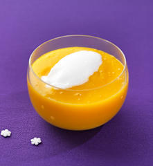 Soupe de mangue et sorbet fromage blanc