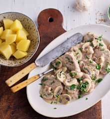 Solomillo de cerdo con salsa de mostaza y patatas