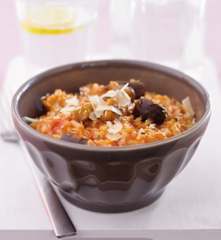 Risoto com beringela e tomate