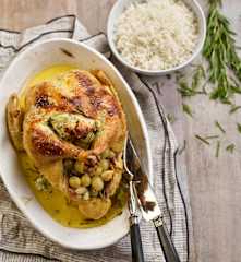 Frango com alho e uvas