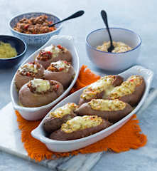 Stuffed jacket potatoes (two ways)