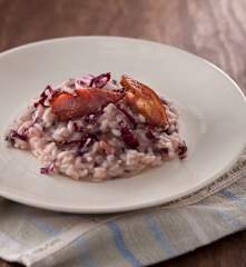 紅啤培根紫菊萵苣義式燉飯