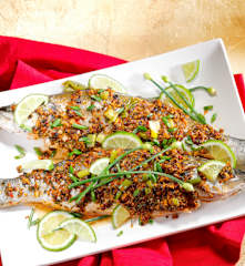 Ginger Garlic Steamed Whole Fish