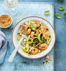 Pâtes complètes aux crevettes