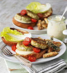Lemon and Herb Salmon Burgers with Parmesan Courgettes