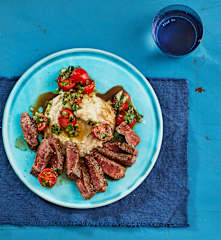 Steak mit Bohnenpüree