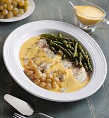 Rodaballo al vapor con uvas