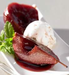 Cassis-Rotwein-Birnen