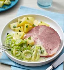 Porreegemüse mit Kartoffeln und Kasseler