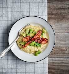 Risotto aux choux de Bruxelles et au lard
