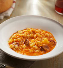 Chickpea stew with vegetables and chorizo