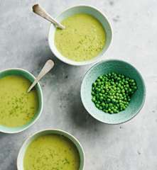 Creme de ervilhas e hortelã