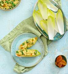 Salade de riz au poulet curry et lait de coco