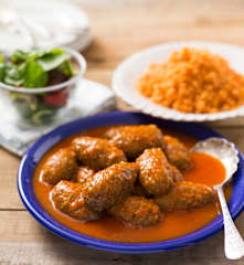 Soutzoukakia ("little sausages") with rice