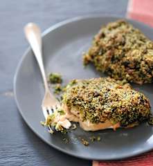 Pavés de truite en croûte d'amande et herbes