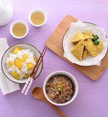 菜圃蛋&破布子蒸肉、地瓜飯