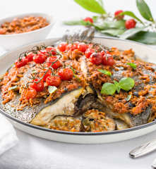 Rodaballo asado a la mediterránea