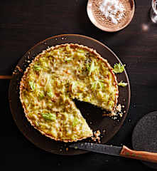 Porree-Tarte mit Blauschimmelkäse