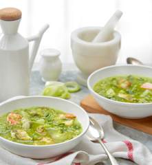 Minestra di primavera con gallinella e gamberi