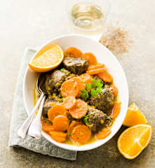 Joue de porc aux carottes et à l'orange