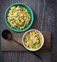Brussels sprouts pasta with hazelnut dressing