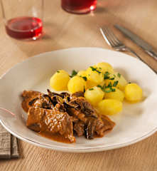 Ternera con setas al brandy