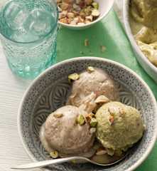 Helados de pistacho y almendra