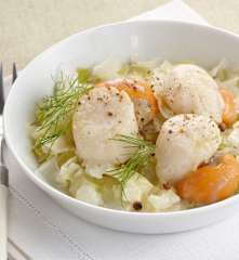 Vieiras sobre lecho de puerro (Noix de Saint-Jacques sur lit de poireau)