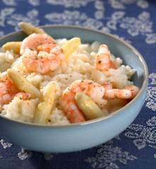 Spargel-Risotto mit Garnelen